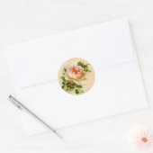 Victoriaans Roze Roos Ronde Sticker (Envelop)