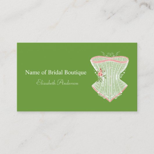  Victoriaans Roze Rose Corset Bruids Boutique Visitekaartje (Voorkant)