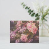 Victoriaans Roze Roses en het Briefkaart Lilacs (Staand voorkant)