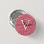 Victoriaans roze rouge ronde button 3,2 cm (Voorkant /achterkant)