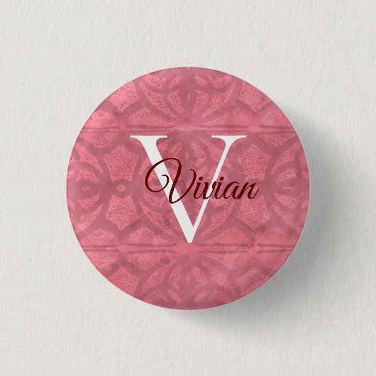 Victoriaans roze rouge ronde button 3,2 cm (Voorkant)