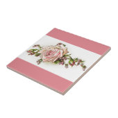 Victoriaans roze roze en Buds keramische tegel Tegeltje (Zijkant)