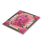  Victoriaans roze roze roze roze roze kunst Tegeltje (Zijkant)