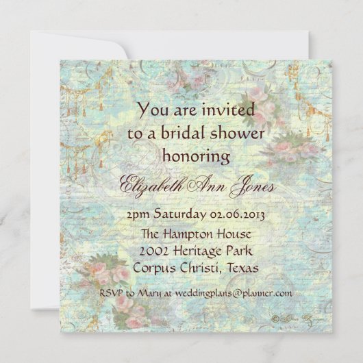 Victoriaans roze roze theepartij kaart (Achterkant)