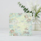 Victoriaans roze roze theepartij kaart (Staand voorkant)