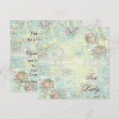 Victoriaans roze roze theepartij kaart (Voorkant / Achterkant)