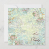 Victoriaans roze roze theepartij kaart (Voorkant)