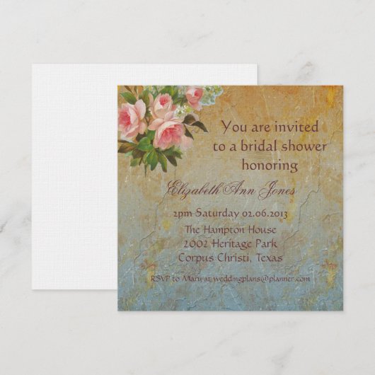 Victoriaans roze roze theepartij kaart (Voorkant / Achterkant)