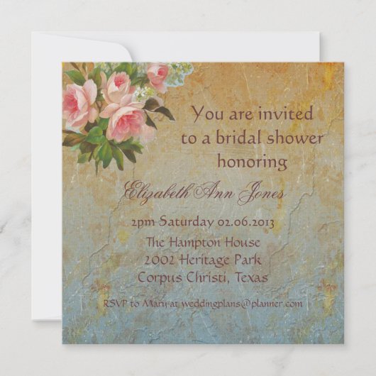 Victoriaans roze roze theepartij kaart (Voorkant)