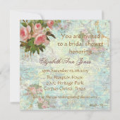 Victoriaans roze roze theepartij kaart (Achterkant)