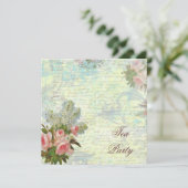 Victoriaans roze roze theepartij kaart (Staand voorkant)