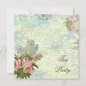 Victoriaans roze roze theepartij kaart (Voorkant)