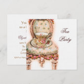 Victoriaans roze roze theepartij kaart (Voorkant / Achterkant)