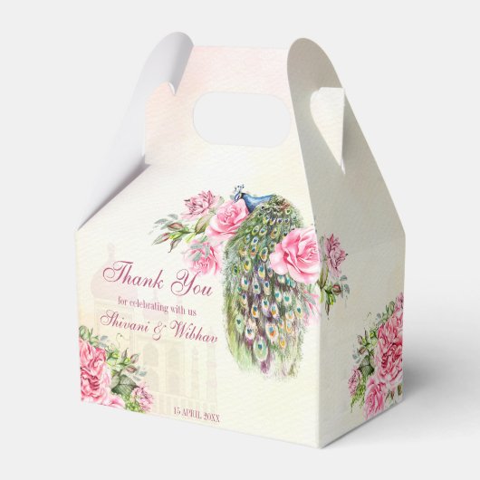 Victoriaans  roze rozen bedankdoosjes (Voorkant Zijde)