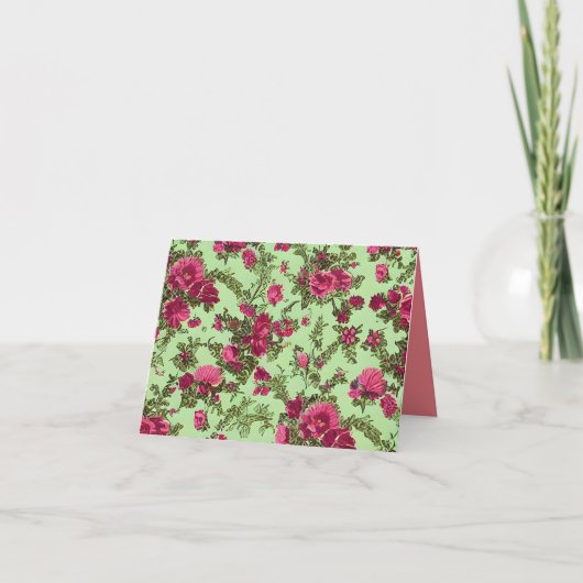 Victoriaans roze rozen bedankkaart (Voorkant)