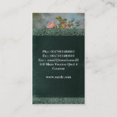 Victoriaans roze rozen blauw visitekaartje (Achterkant)