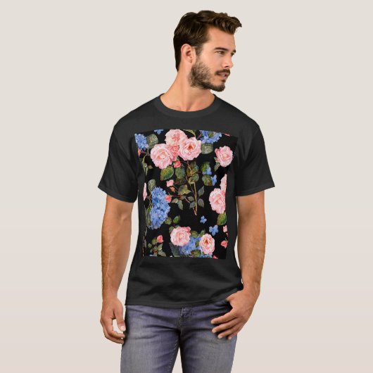 Victoriaans roze rozen boeket. t-shirt (Voorkant volledig)