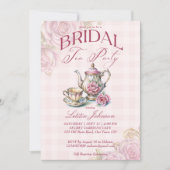  Victoriaans Roze Rozen Bruids Tea Party Kaart (Voorkant)