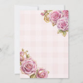  Victoriaans Roze Rozen Bruids Tea Party Kaart (Achterkant)