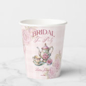 Victoriaans Roze Rozen Bruids Tea Party Papieren Bekers (Achterkant)