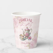 Victoriaans Roze Rozen Bruids Tea Party Papieren Bekers (Voorkant)
