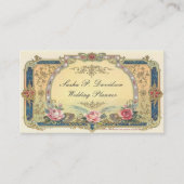 Victoriaans roze rozen Elegant Gold Blue Visitekaartje (Voorkant)
