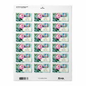 Victoriaans roze rozen en vlinder etiket (Full Sheet)