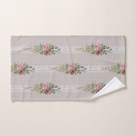 Victoriaans Roze Rozen en Wit Kant Bad Handdoek (Handdoek)