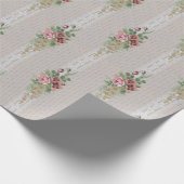  Victoriaans Roze Rozen en Wit Kant Cadeaupapier (Hoek)