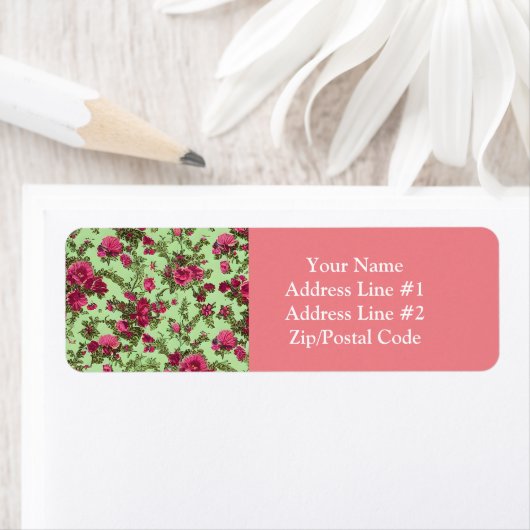 Victoriaans roze rozen etiket (Insitu)