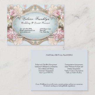 Victoriaans Roze Rozen Event Planner Visitekaartje