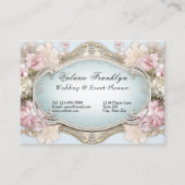 Victoriaans Roze Rozen Event Planner Visitekaartje (Voorkant)