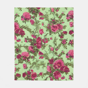 Victoriaans roze rozen fleece deken