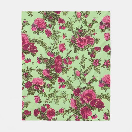 Victoriaans roze rozen fleece deken (Voorkant)