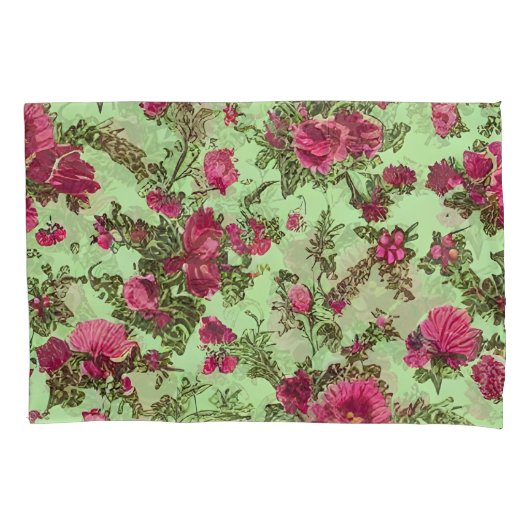 Victoriaans roze rozen kussensloop (Voorkant)