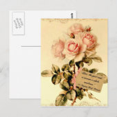 Victoriaans roze rozen met Motivatie prijsopgave Briefkaart (Voorkant / Achterkant)