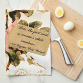 Victoriaans roze rozen met Motivatie prijsopgave Theedoek (Quarter Fold)