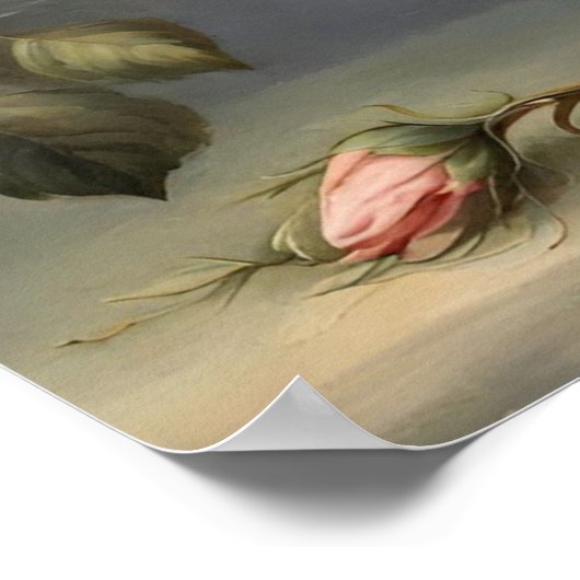 Victoriaans roze rozen poster (Hoek)