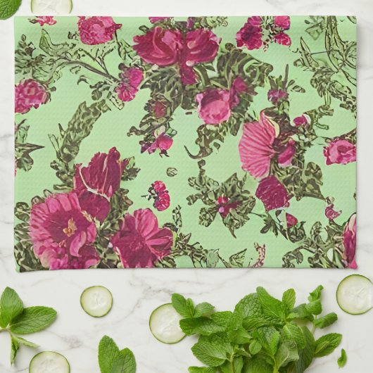 Victoriaans roze rozen theedoek (Gevouwen)