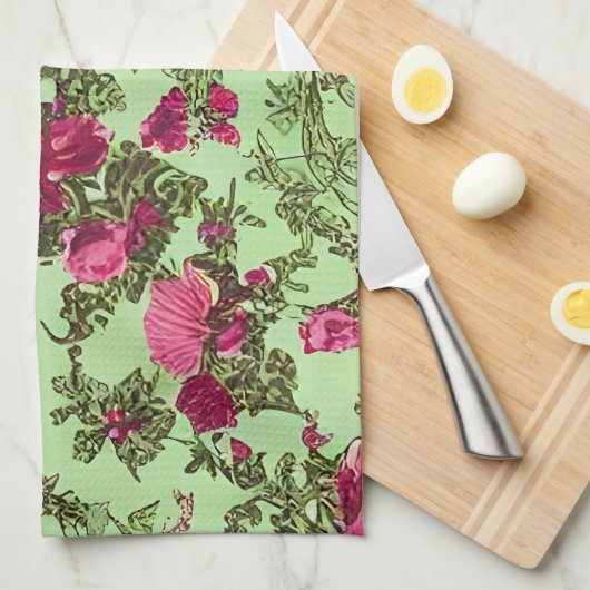 Victoriaans roze rozen theedoek (Quarter Fold)