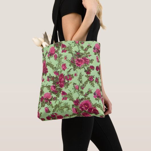 Victoriaans roze rozen tote bag (Dichtbij)