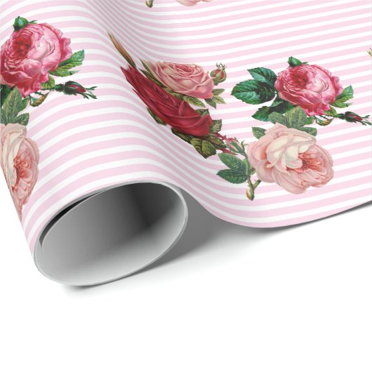  Victoriaans roze rozenkraft / omlooppapier Cadeaupapier (Rol Hoek)