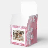 Victoriaans Roze Sneeuwvlok Kerstfoto Bedankdoosjes (Geopend)