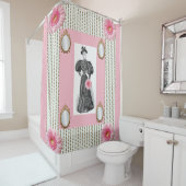 Victoriaans roze wit bloemgordijn douchegordijn (In situ)