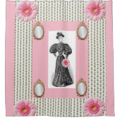 Victoriaans roze wit bloemgordijn douchegordijn (Voorkant)
