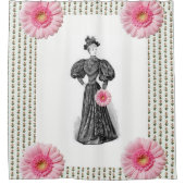 Victoriaans roze witte florale douchegordijn (Voorkant)