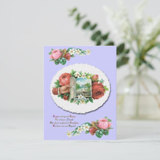 Victoriaans Rozen Aangepaste huwelijksaankondiging Kaart (Staand voorkant)