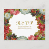 Victoriaans Rozen Bloemen Herfst bruiloft RSVP Briefkaart (Voorkant)
