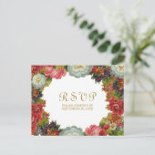 Victoriaans Rozen  Bloemen Herfst bruiloft RSVP Briefkaart (Staand voorkant)