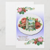 Victoriaans Rozen Bloemenplakboek Papier (Voorkant / Achterkant)